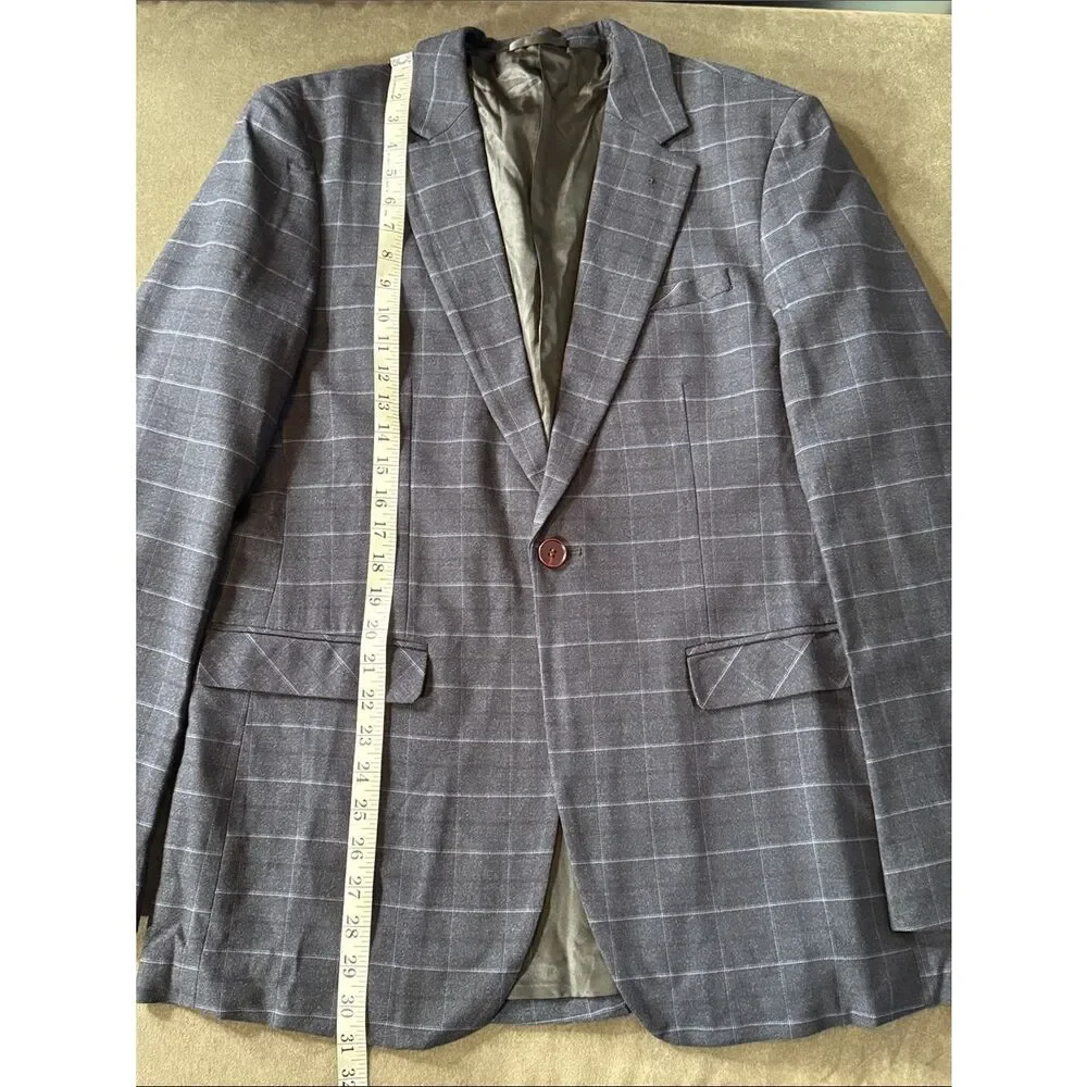 Men’s Mogu Plaid 3 Piece Suit Jacket 40 Pants 38 NWOT
